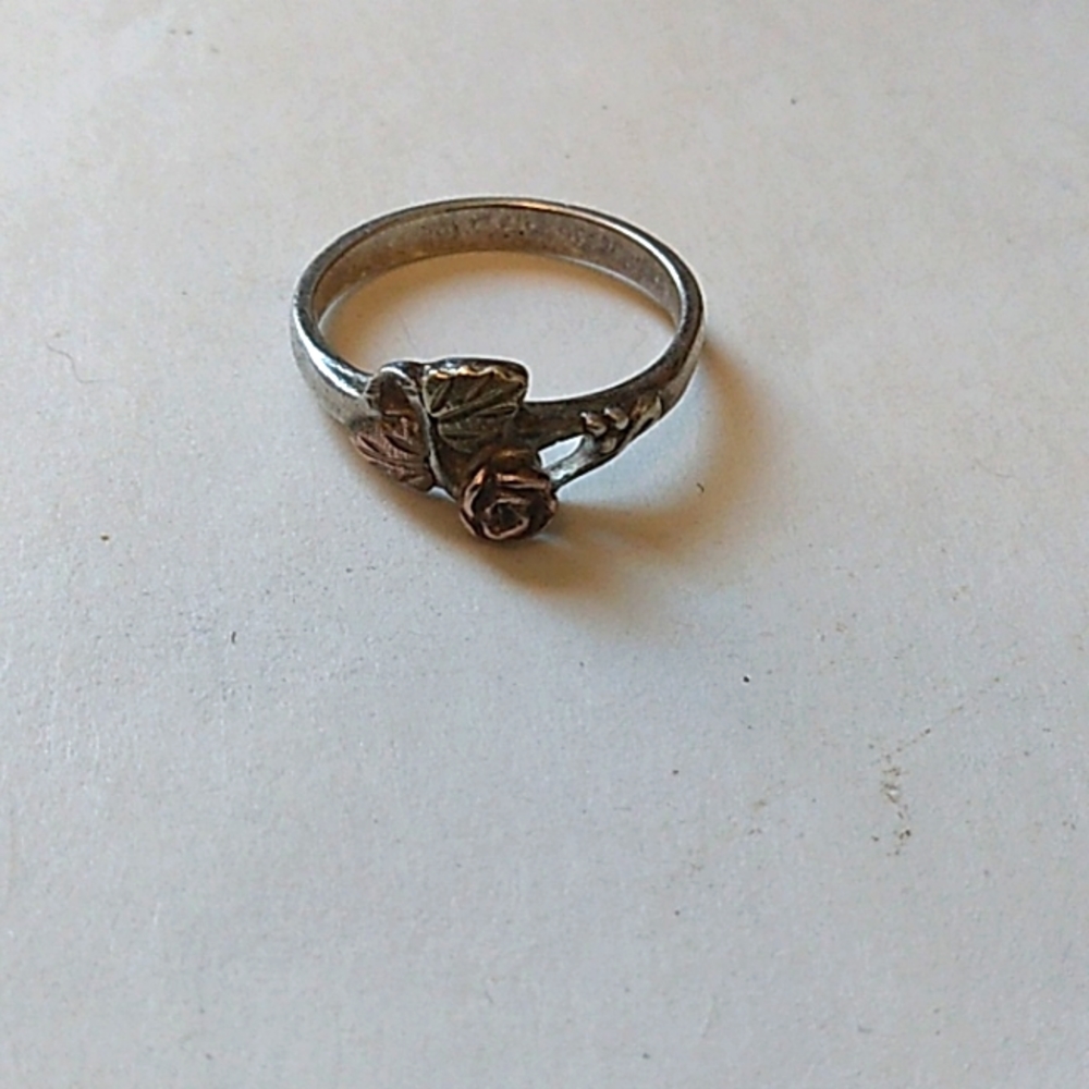 Silver black hills gold ring